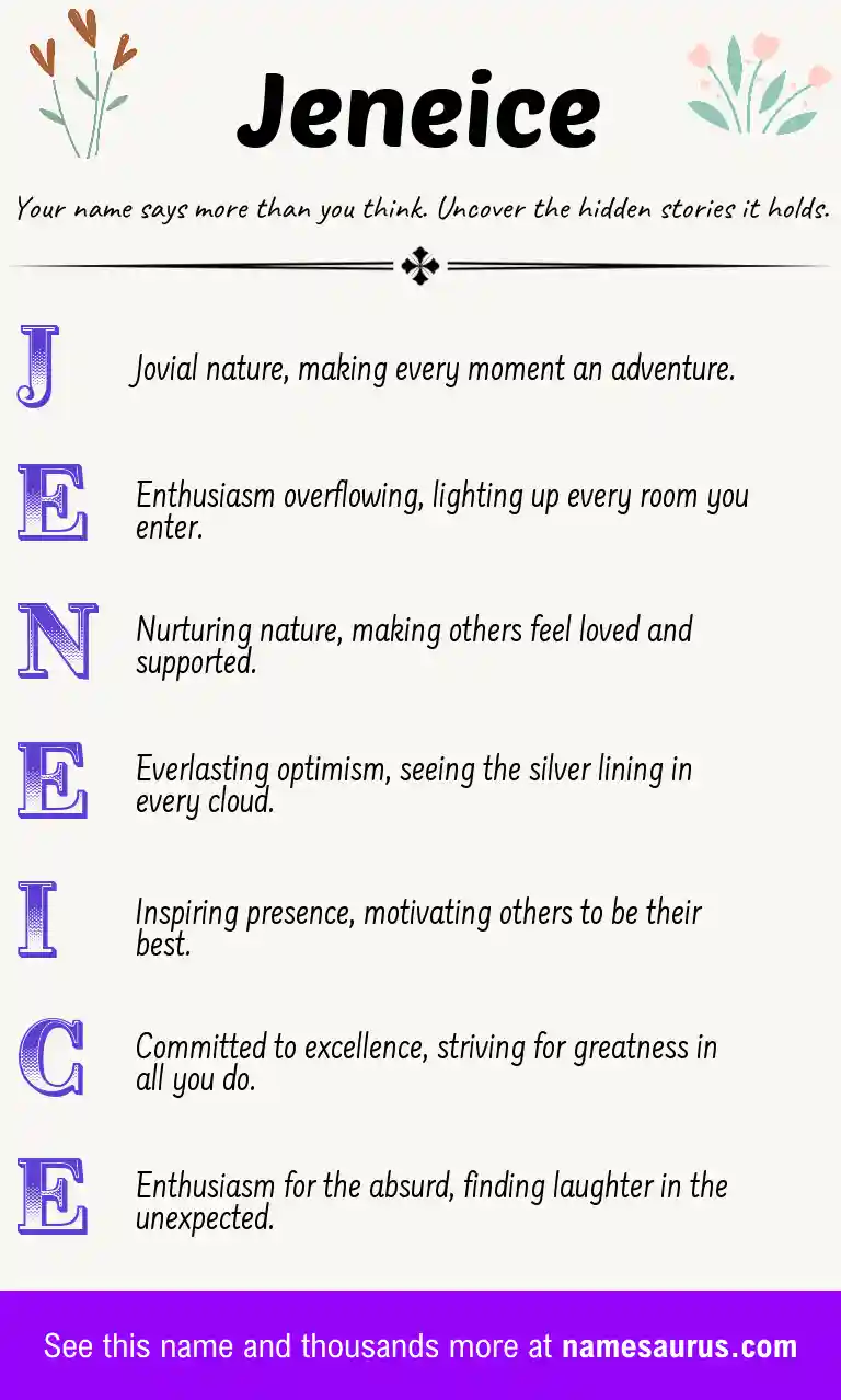 Acrostic poem about Jeneice.