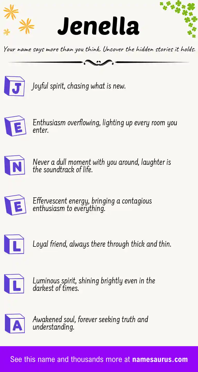 Acrostic poem about Jenella.