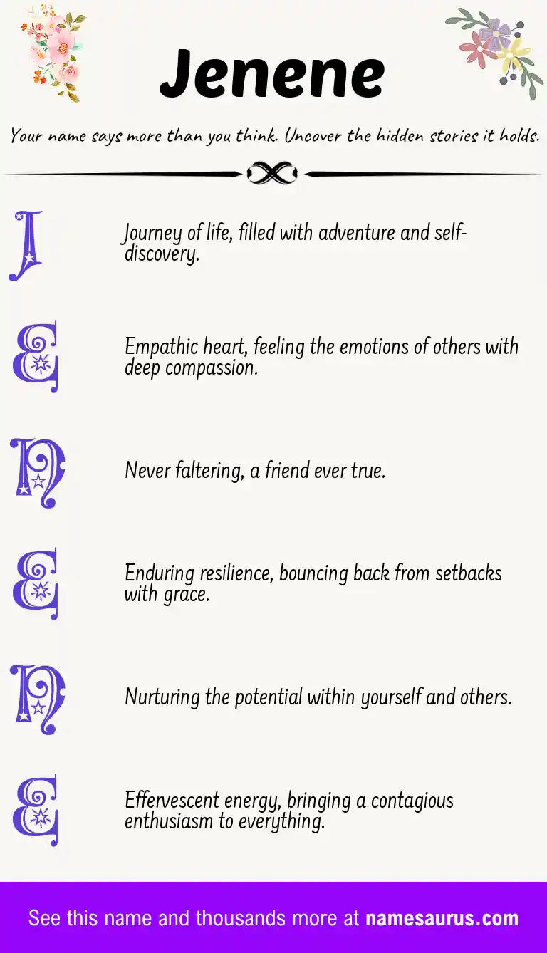 Acrostic poem about Jenene.