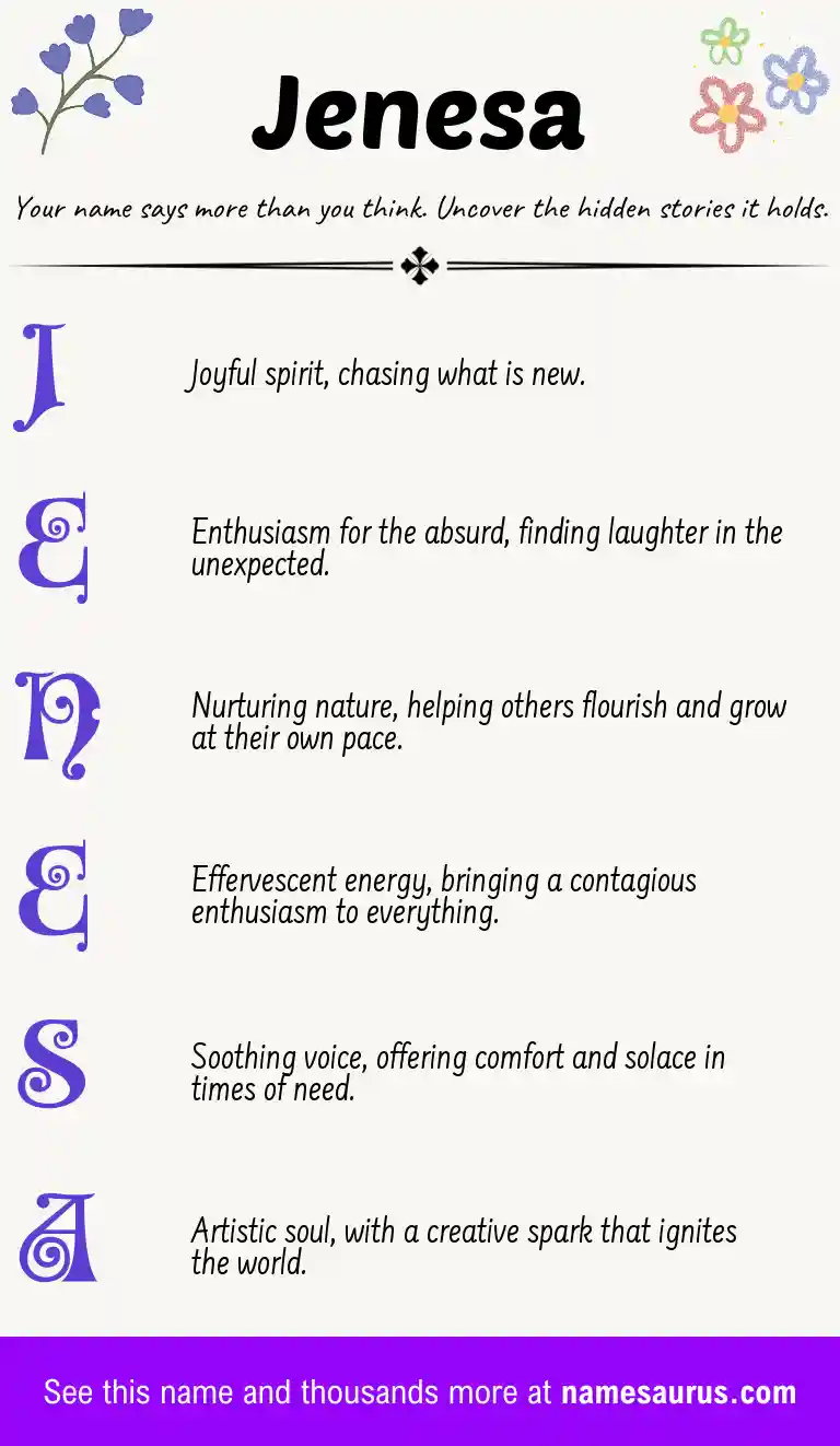 Acrostic poem about Jenesa.