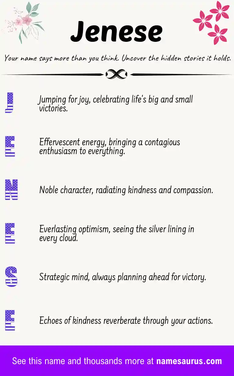 Acrostic poem about Jenese.