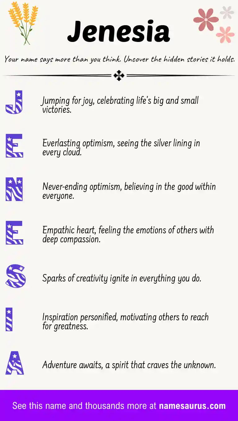 Acrostic poem about Jenesia.