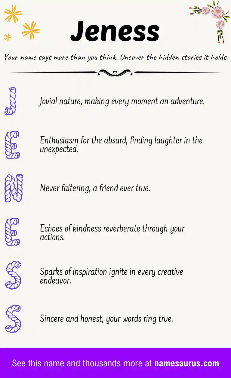 Acrostic poem about Jeness.