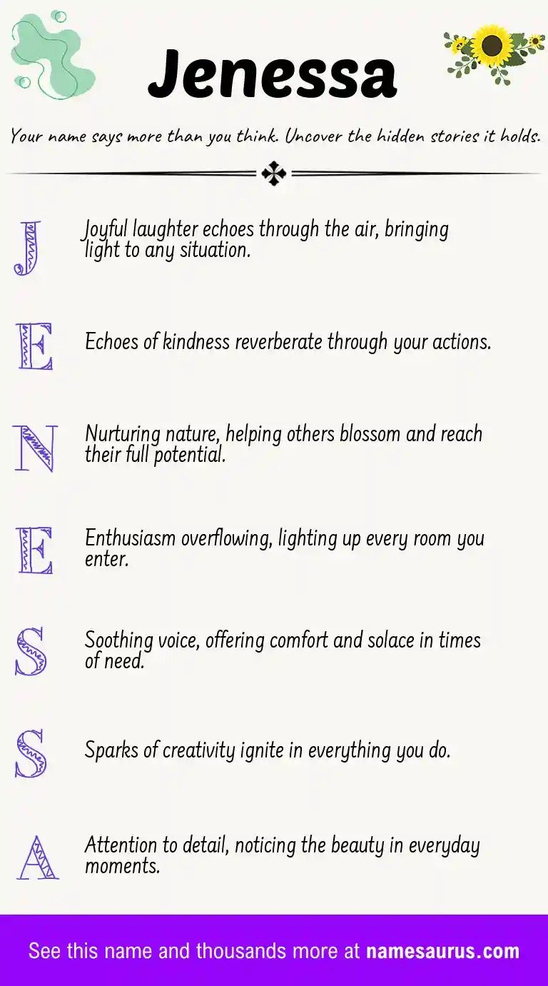 Acrostic poem about Jenessa.