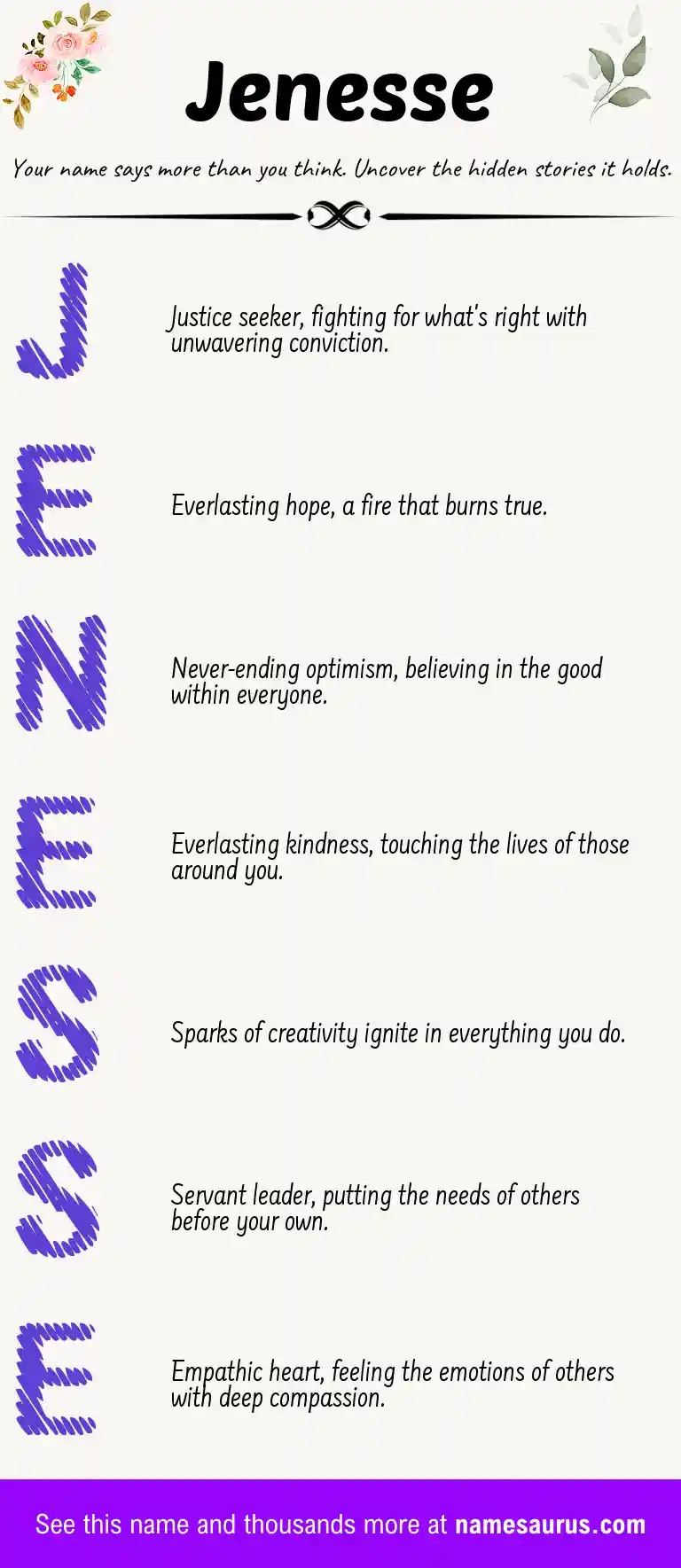 Acrostic poem about Jenesse.