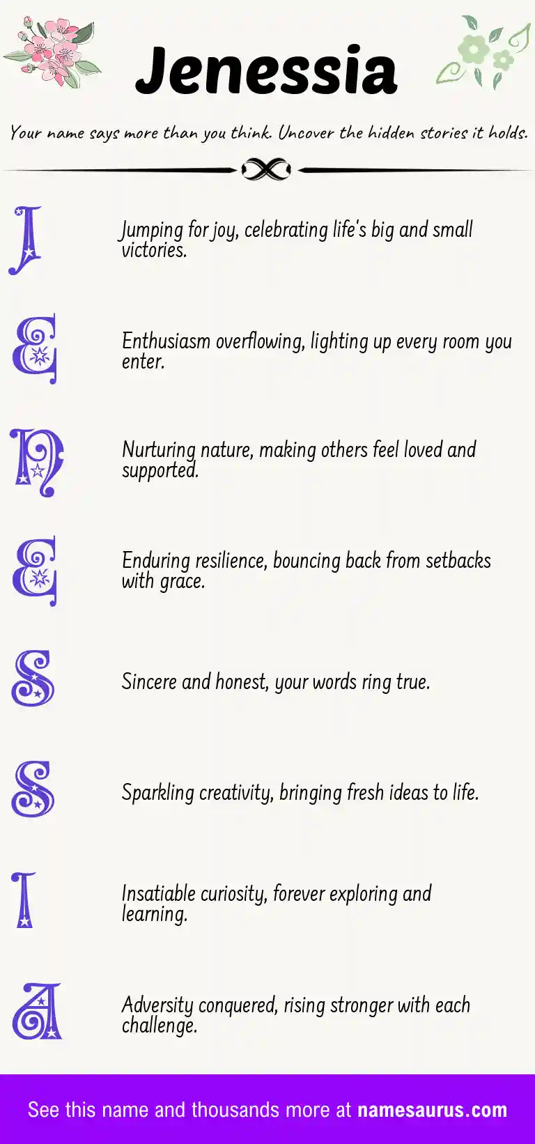 Acrostic poem about Jenessia.
