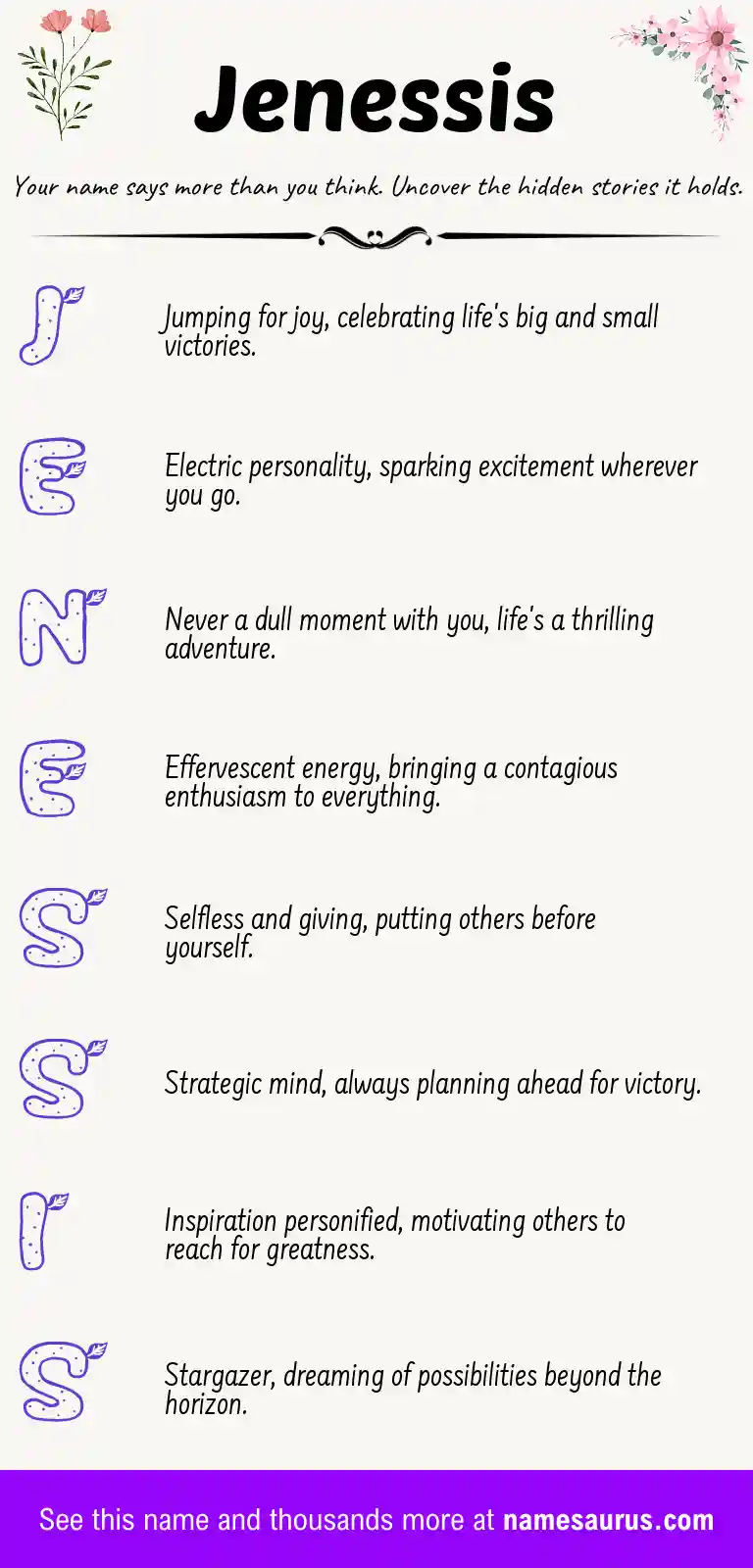 Acrostic poem about Jenessis.