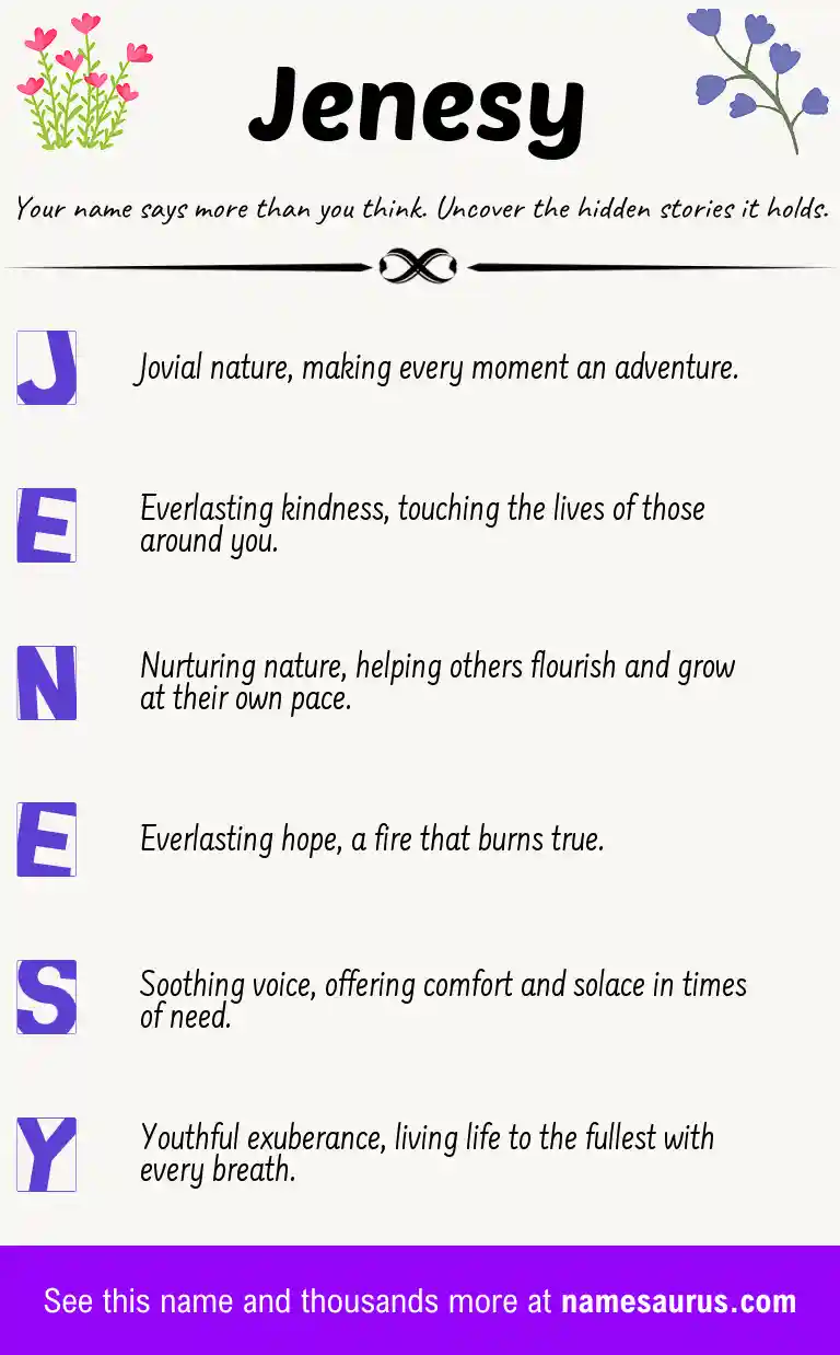 Acrostic poem about Jenesy.