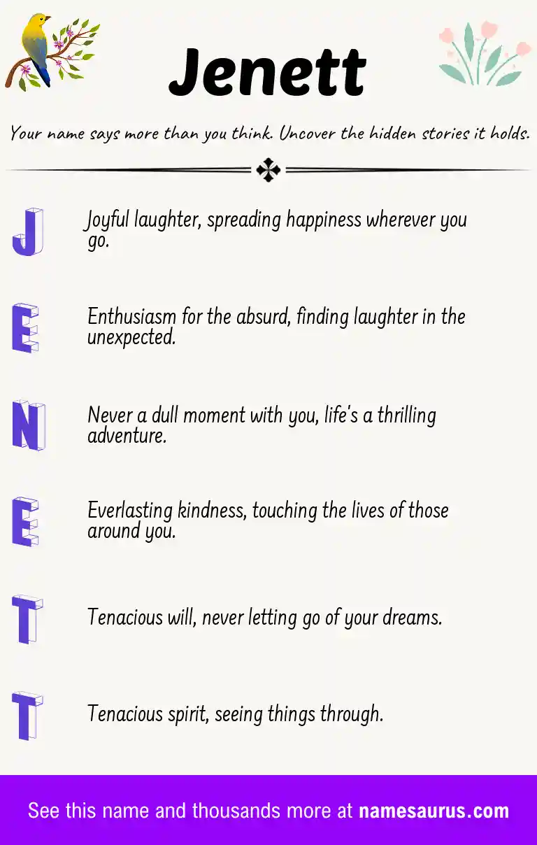 Acrostic poem about Jenett.