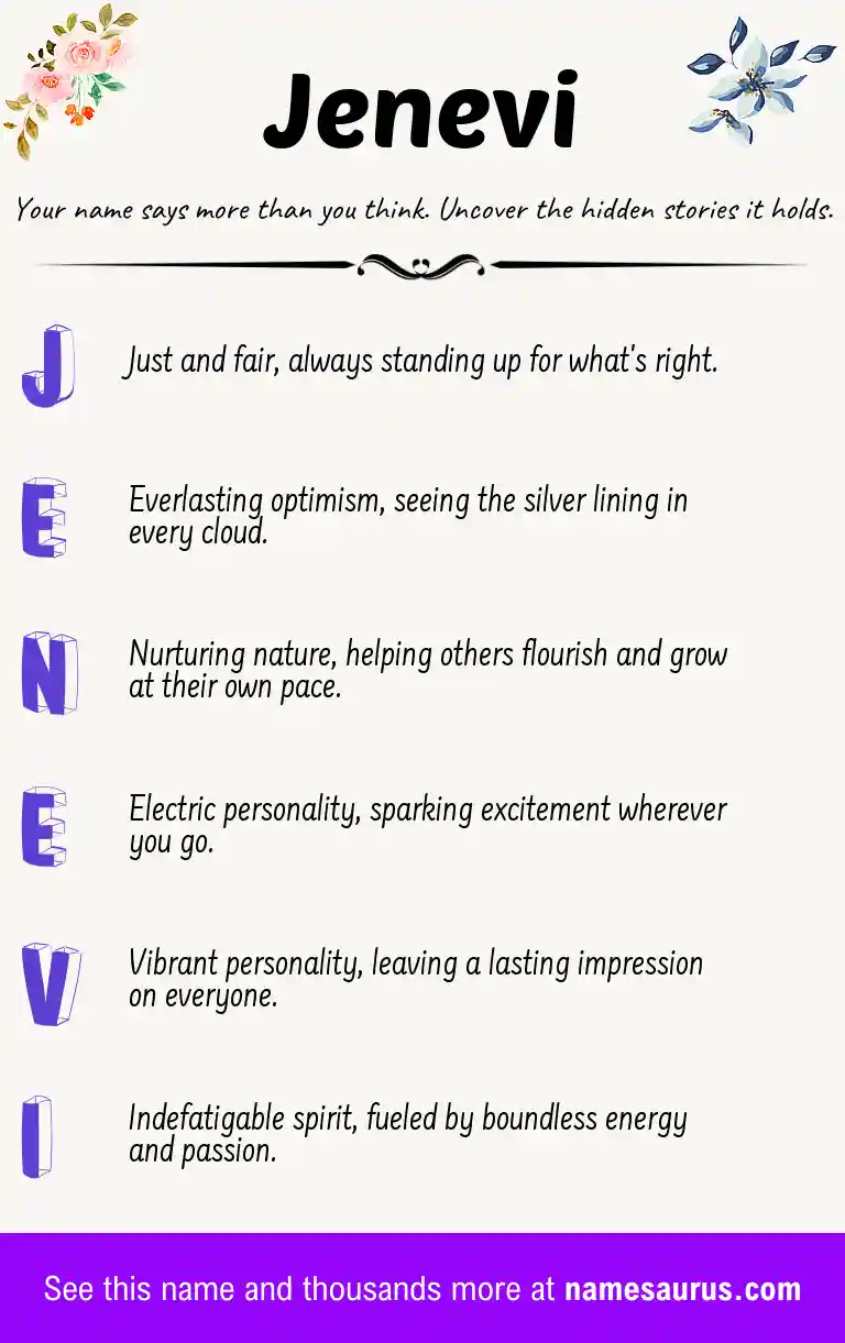 Acrostic poem about Jenevi.