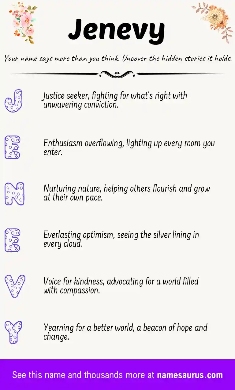 Acrostic poem about Jenevy.