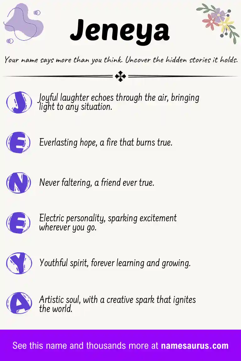 Acrostic poem about Jeneya.