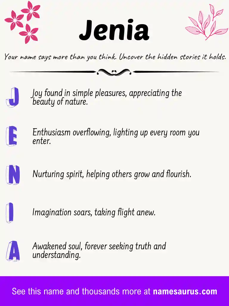 Acrostic poem about Jenia.