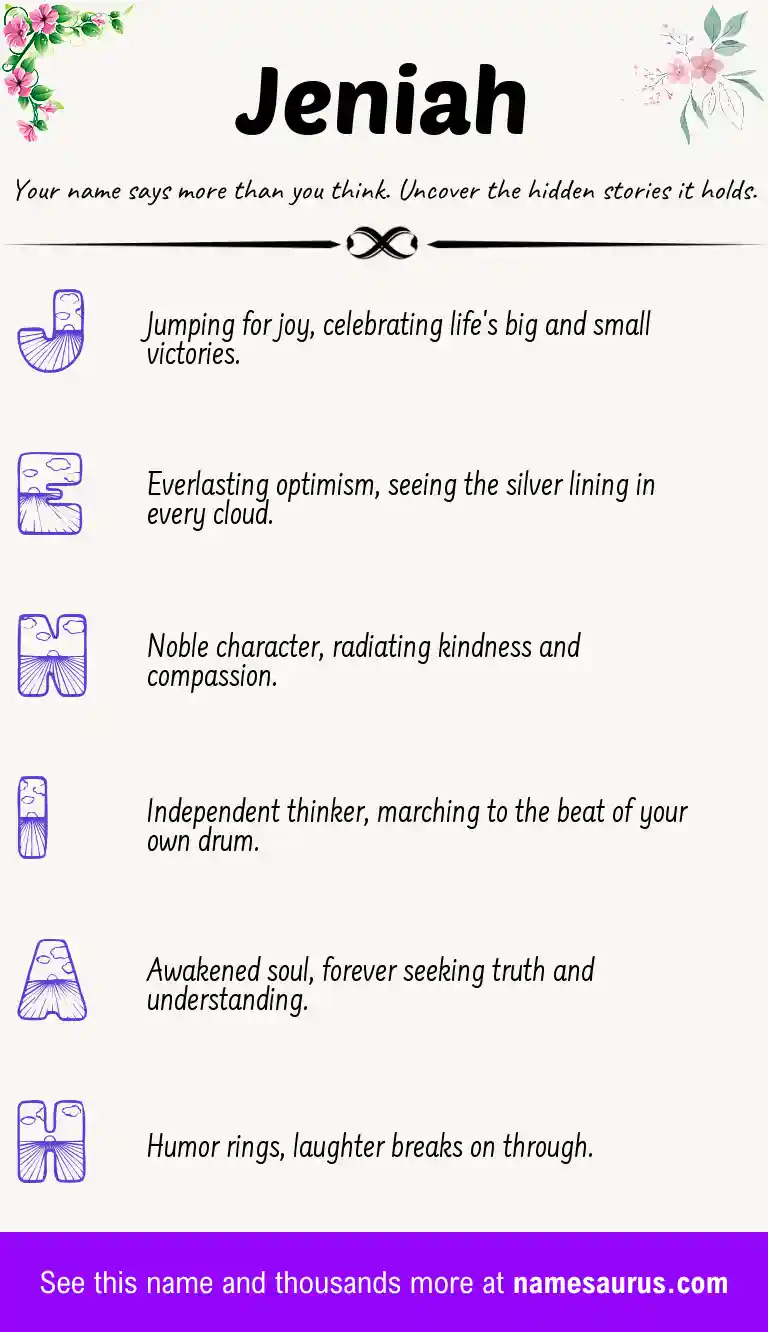Acrostic poem about Jeniah.