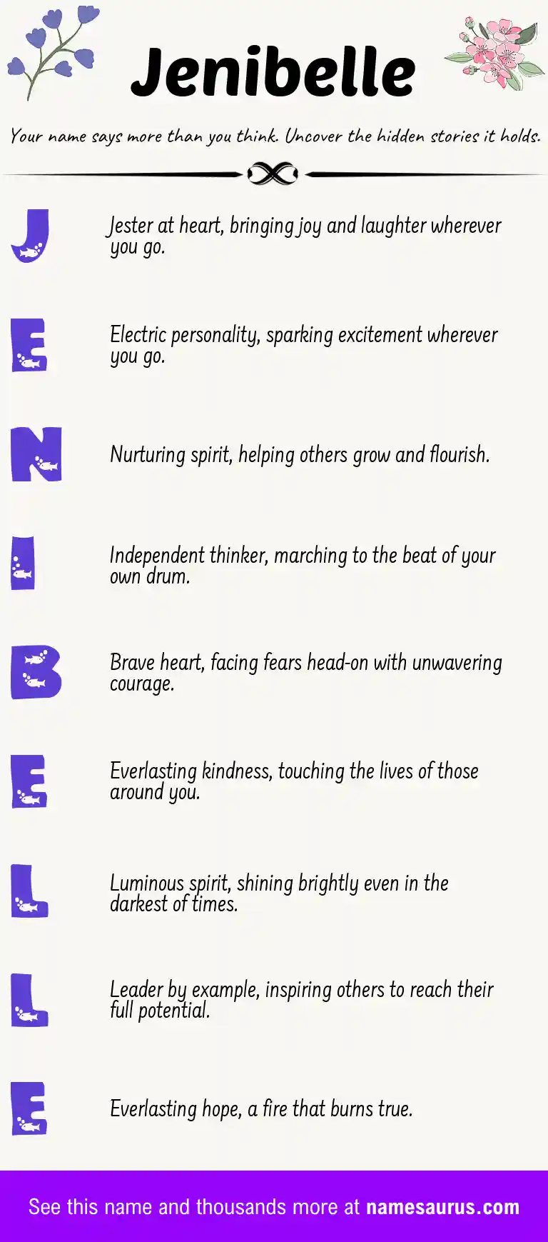 Acrostic poem about Jenibelle.
