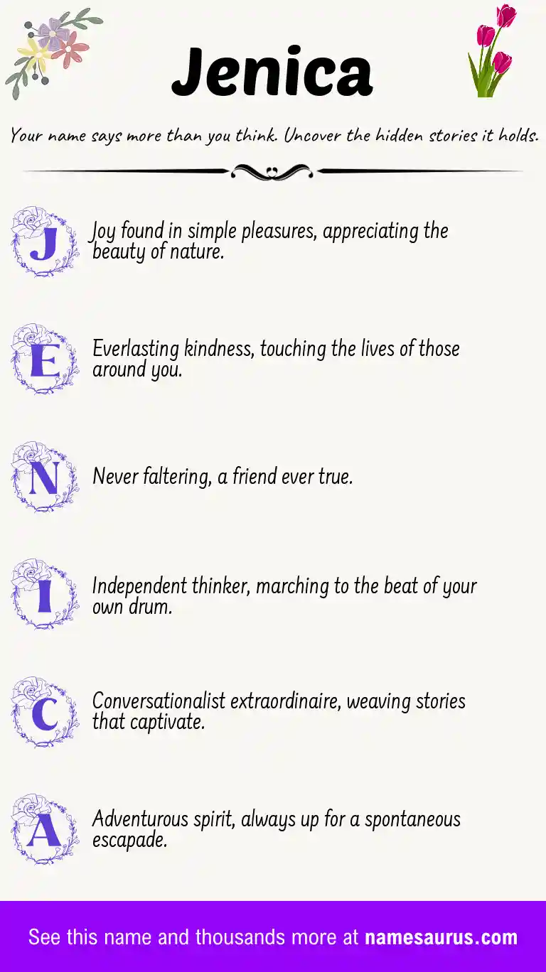 Acrostic poem about Jenica.