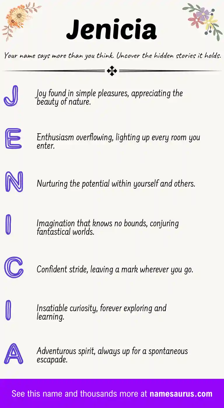 Acrostic poem about Jenicia.
