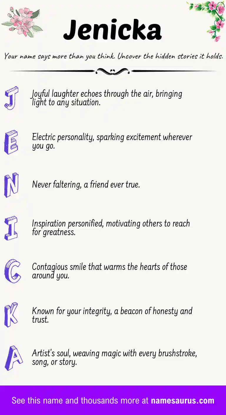 Acrostic poem about Jenicka.