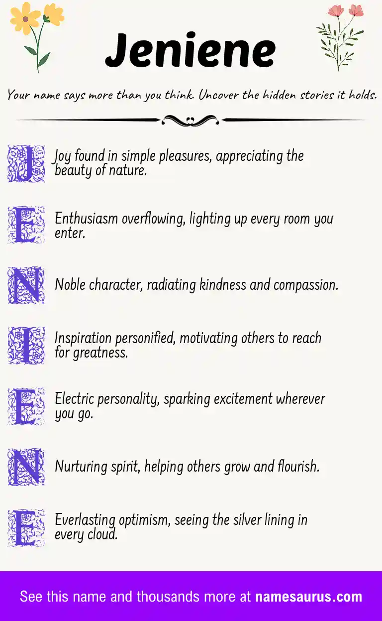 Acrostic poem about Jeniene.