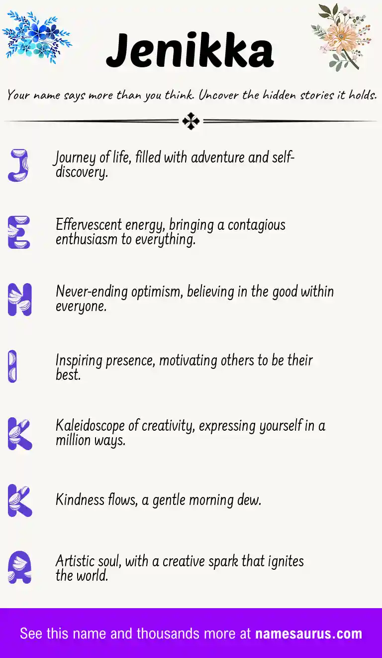 Acrostic poem about Jenikka.