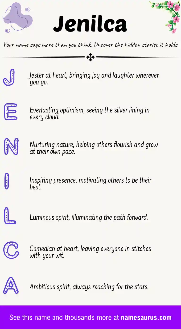 Acrostic poem about Jenilca.