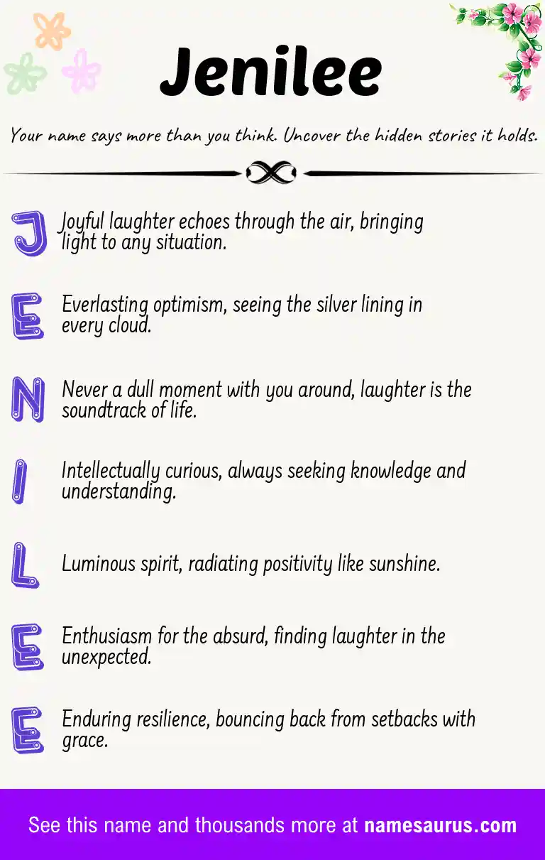 Acrostic poem about Jenilee.