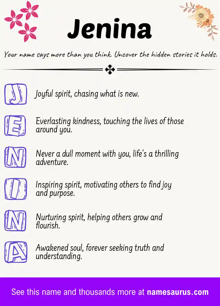 Acrostic poem about Jenina.