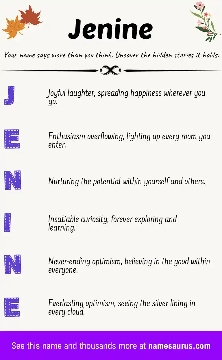 Acrostic poem about Jenine.