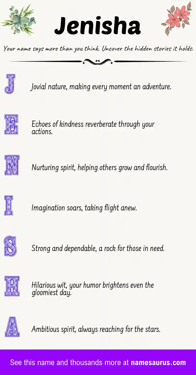 Acrostic poem about Jenisha.