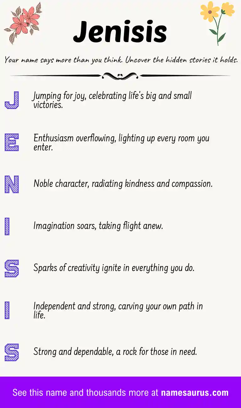 Acrostic poem about Jenisis.