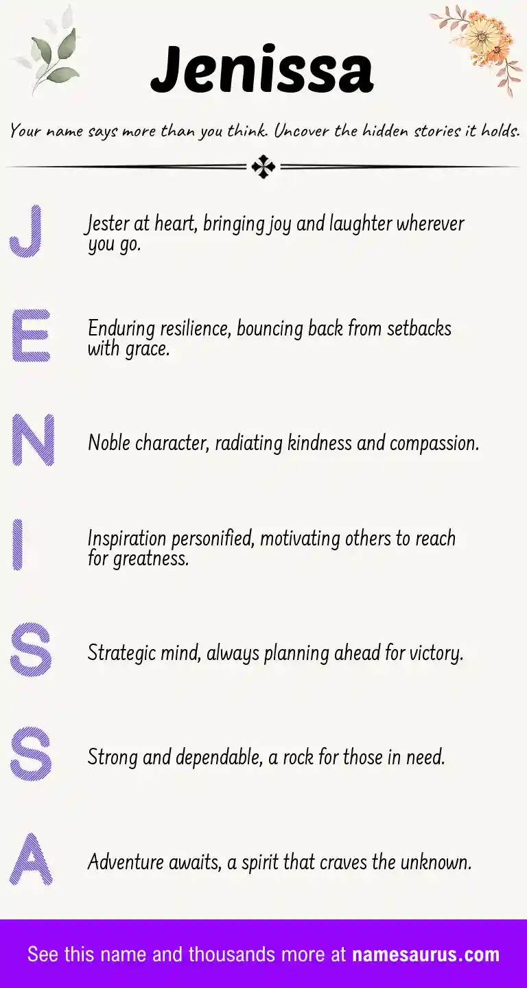 Acrostic poem about Jenissa.