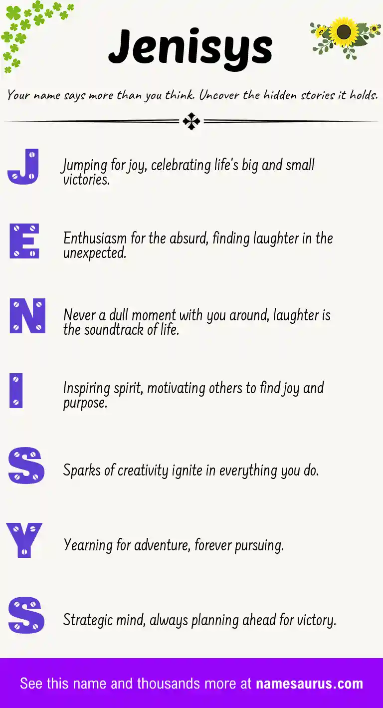 Acrostic poem about Jenisys.