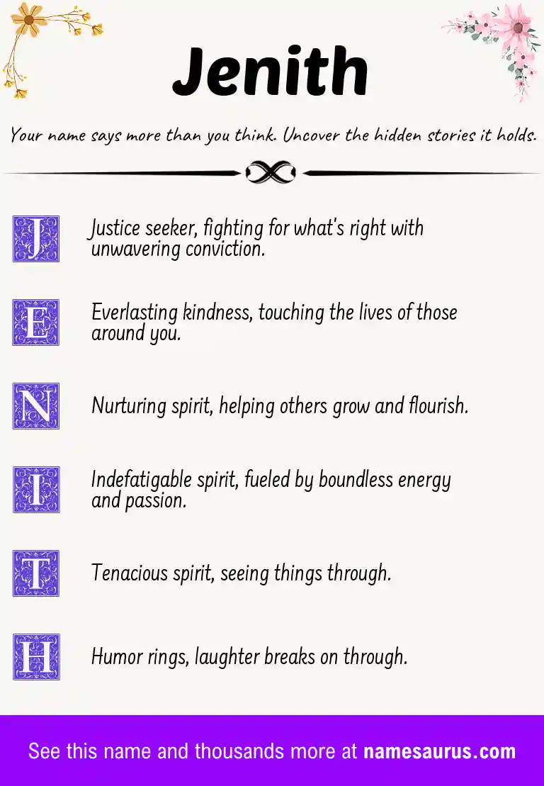 Acrostic poem about Jenith.