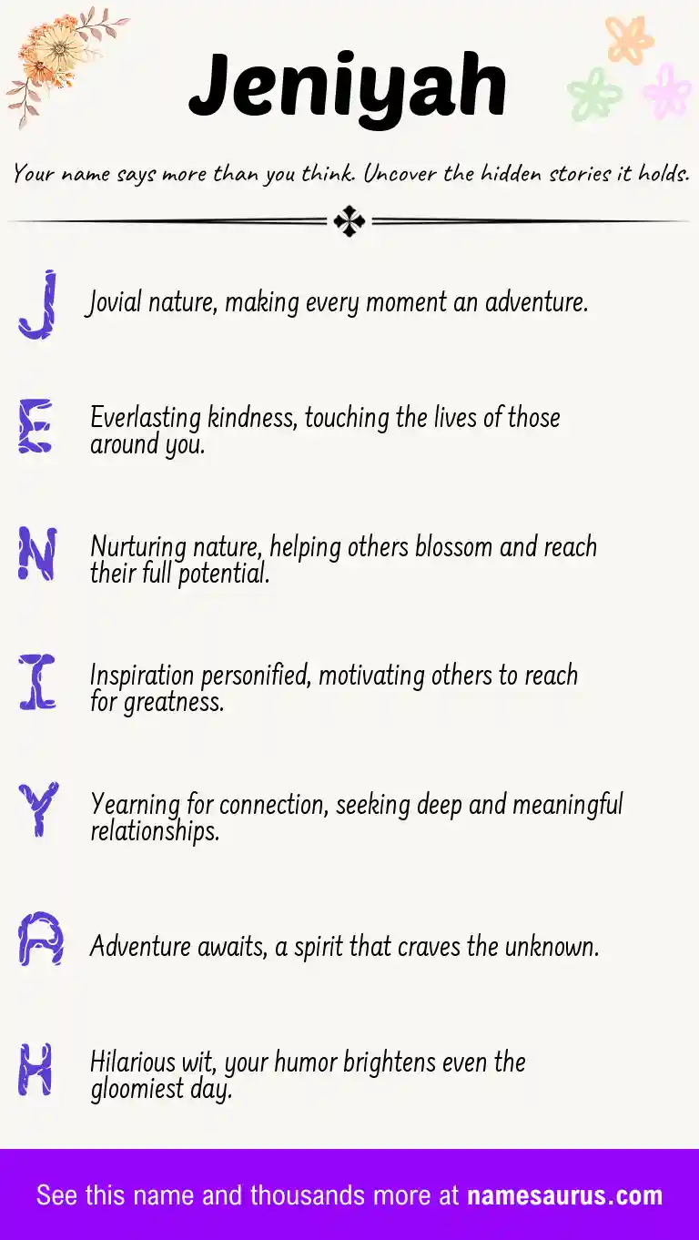 Acrostic poem about Jeniyah.