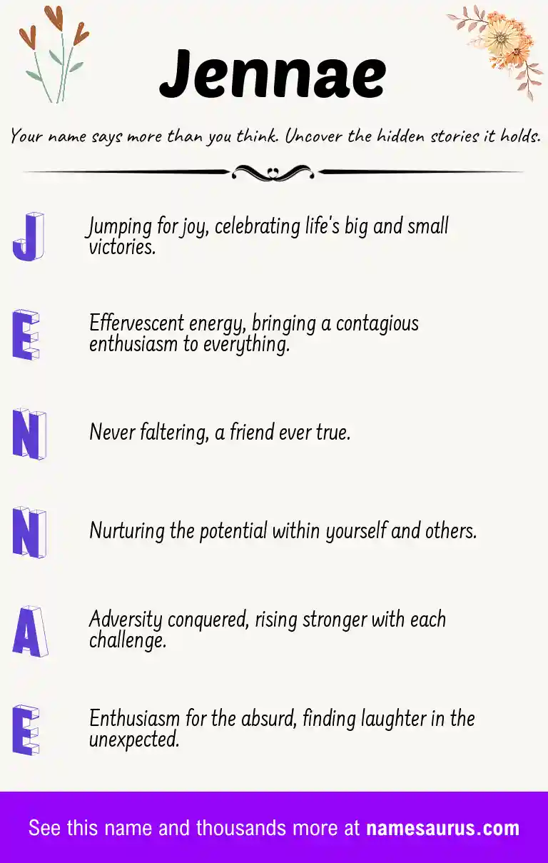 Acrostic poem about Jennae.