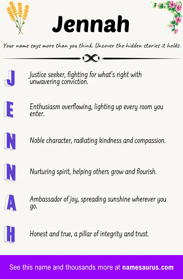 Acrostic poem about Jennah.