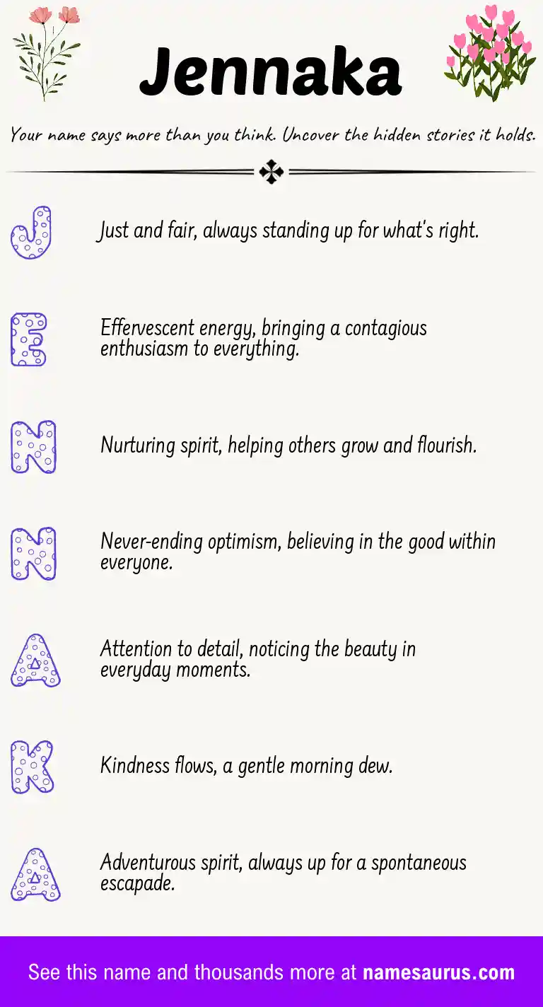 Acrostic poem about Jennaka.