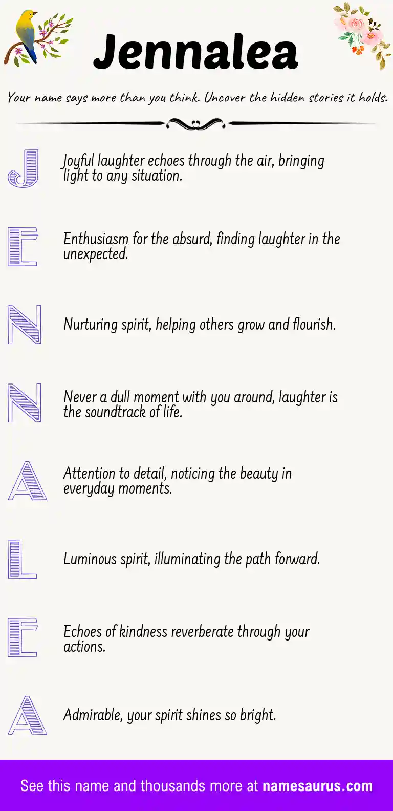 Acrostic poem about Jennalea.