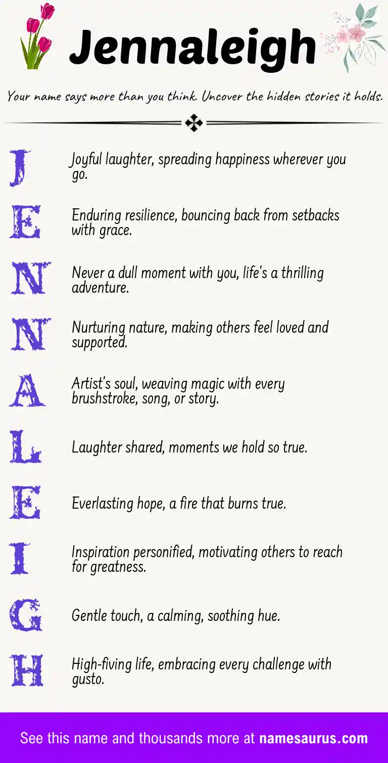 Acrostic poem about Jennaleigh.