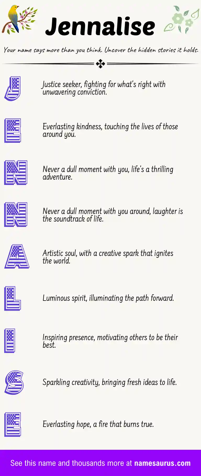 Acrostic poem about Jennalise.