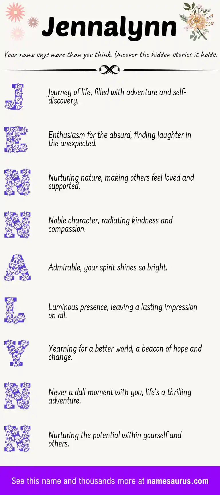 Acrostic poem about Jennalynn.