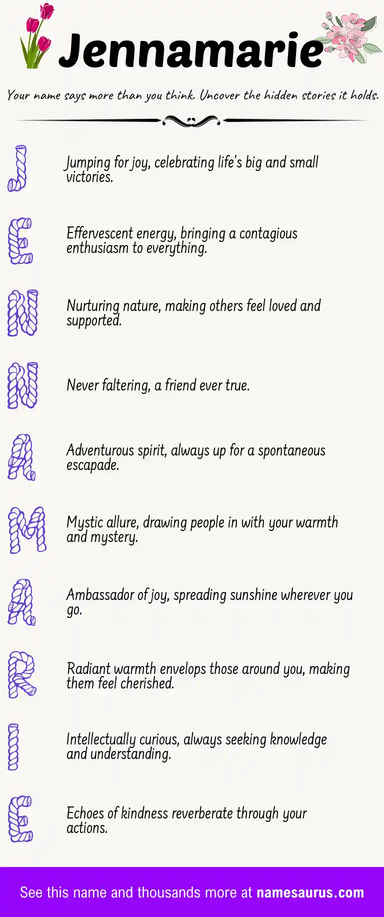 Acrostic poem about Jennamarie.