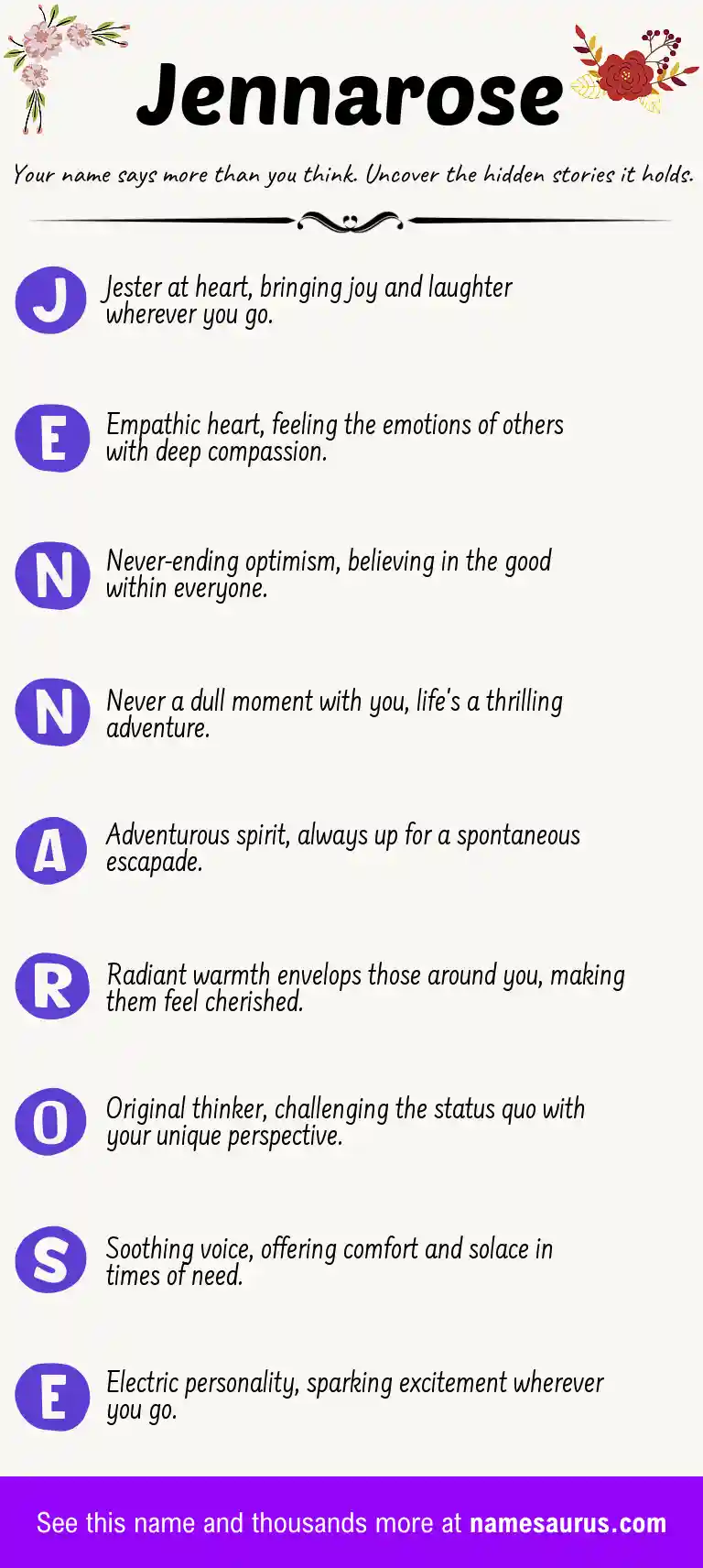 Acrostic poem about Jennarose.