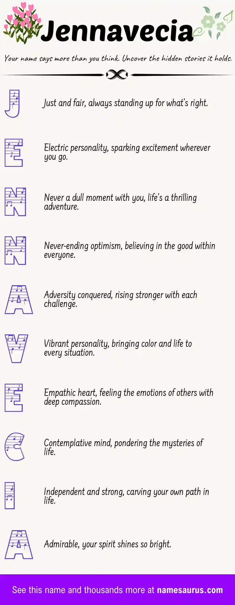Acrostic poem about Jennavecia.
