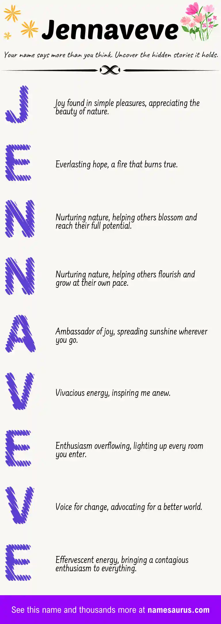Acrostic poem about Jennaveve.