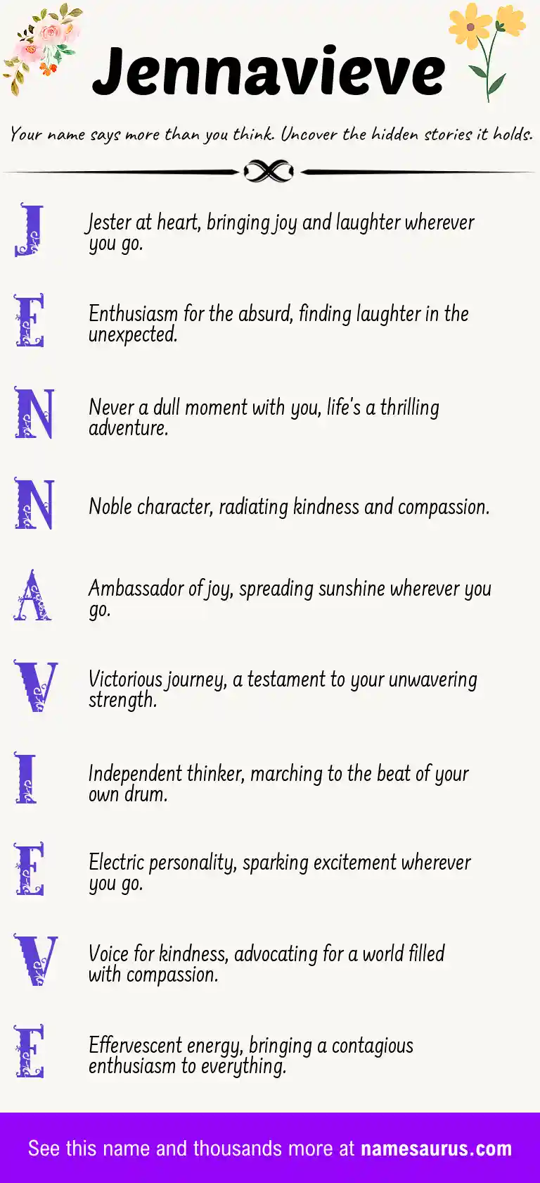 Acrostic poem about Jennavieve.