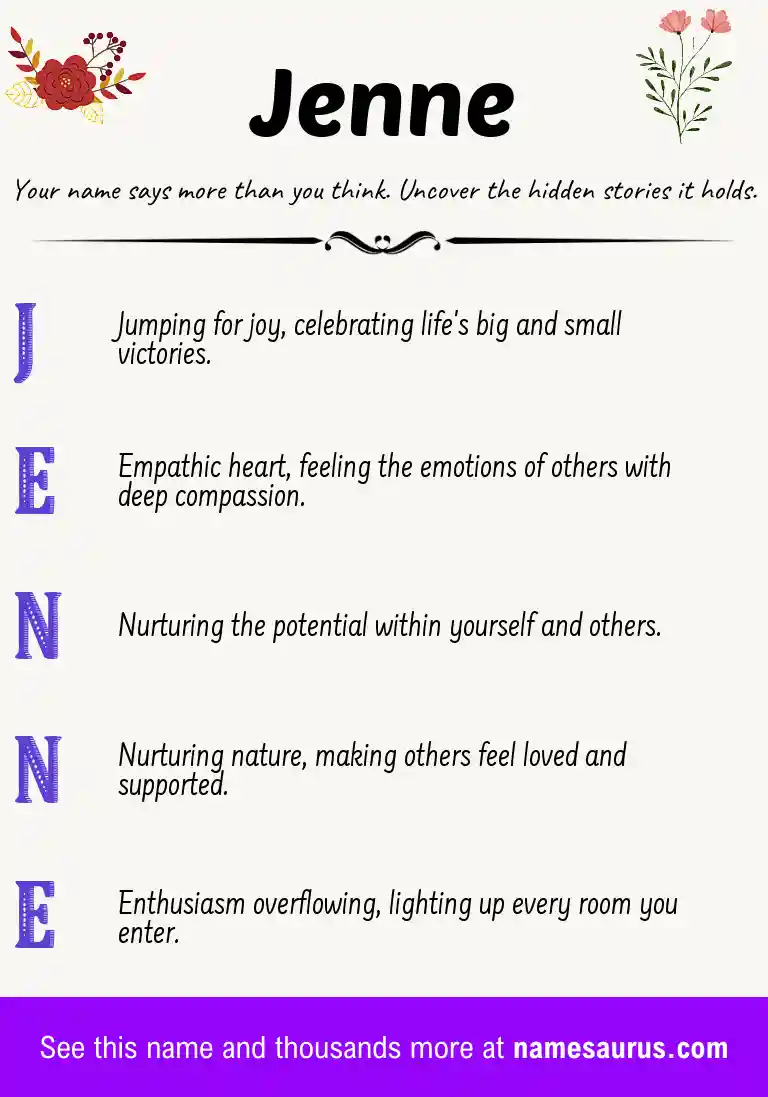 Acrostic poem about Jenne.