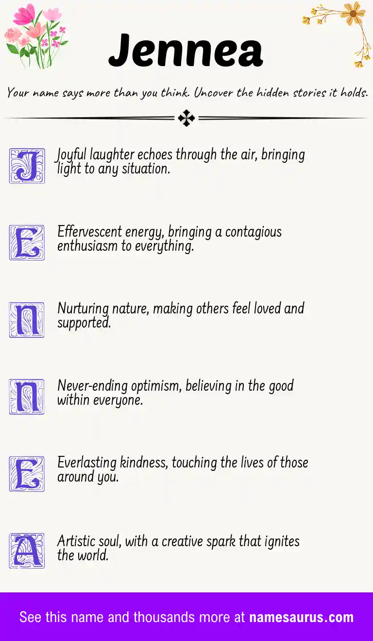 Acrostic poem about Jennea.