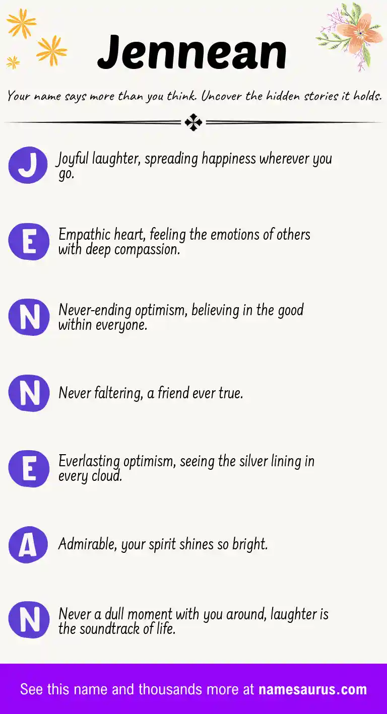 Acrostic poem about Jennean.