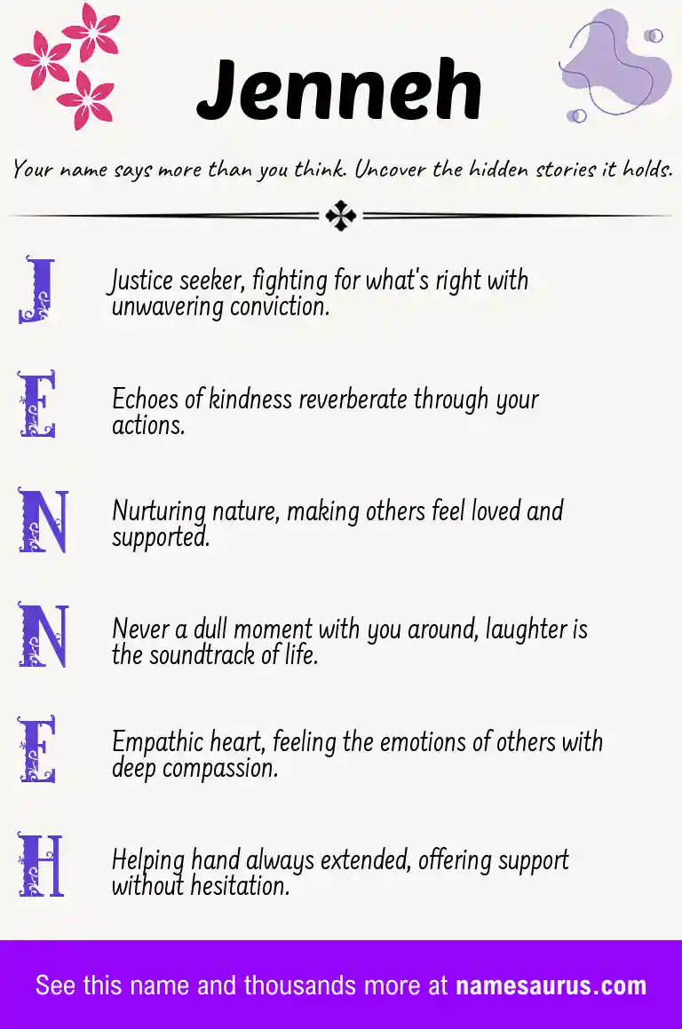 Acrostic poem about Jenneh.